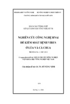 Nghiên cứu công nghệ rnai để kiểm soát bệnh virus ở lúa và cà chua