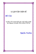 Luận án tiến sĩ sự thống nhất và mâu thuẫn giữa truyền thống và hiện đại trong quá trình phát triển văn hóa ở cần thơ