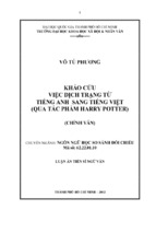 Luận văn tiến sĩ khảo cứu việc dịch trạng từ tiếng anh sang tiếng việt (qua tác phẩm harry porter)