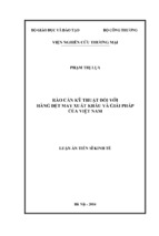 Luận án tiến sĩ kinh tế rào cản kỹ thuật đối với hàng dệt may xuất khẩu và giải pháp của việt nam
