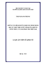 Những vấn đề kinh tế xã hội nảy sinh trong đầu tư trực tiếp nước ngoài của một số nước châu á và giải pháp cho việt nam