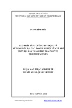 Giải pháp tăng cường huy động và sử dụng vốn tại các doanh nghiệp vừa và nhỏ trên địa bàn thành phố thái nguyên tỉnh thái nguyên.encrypted