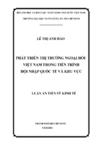 Luận án tiến sĩ kinh tế phát triển thị trường ngoại hối trong tiến trình hội nhập quốc tế và khu vực