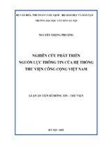 Luận án tiến sĩ thông tin   thư viện nghiên cứu phát triển nguồn lực thông tin của hệ thống thư viện công cộng việt nam