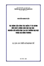 Tác động của quản lý tài chính đến chất lượng giáo dục đại học nghiên cứu điển hình tại các trường đại học thuộc bộ công thương