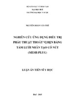 Luận án tiến sĩ y học nghiên cứu ứng dụng điều trị phẫu thuật thoát vị bẹn bằng tấm lưới nhân tạo có nút (mesh plug)