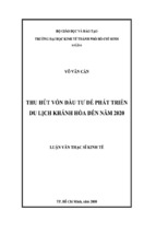 Luận án tiến sĩ thu hút vốn đầu tư để phát triển du lịch khánh hòa đến năm 2020