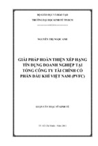 Giải pháp hoàn thiện xếp hạng tín dụng doanh nghiệp tại pvfc