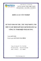 Kế toán doanh thu thu nhập khác chi phí và xác định kết quả kinh doanh tại công ty tnhh điện thái dương