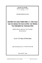 Nghiên cứu đặc điểm sinh lý hiệu quả tạo củ khoai tây bi in vitro và trồng thử nghiệm tại thái nguyên