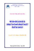 Phân tích ảnh hưởng của sự khác biệt giữa chuẩn mực kế toán việt nam với chuẩn mực kế toán quốc tế đến quyết định của nhà đầu tư