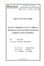 Kê toán chi phí sản xuất và tính giá thành sản phẩm tại doanh nghiệp tư nhân minh phúc