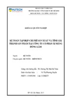 Kế toán chi phí sản xuất và tính giá thành sản phẩm tại công ty cổ phần xi măng đồng tâm