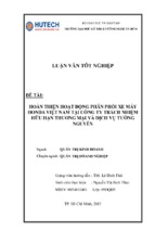 Hoàn thiện hoạt đông phân phối xe máy honda việt nam tại công ty tnhh thương mại dịch vụ tường nguyên