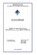 Luận văn tốt nghiệp đại học nghiên cứu khả năng sử dụng trùn quế để xử lý phân gà