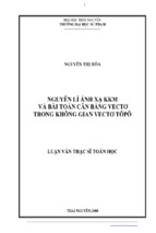 Luận văn thạc sĩnguyên lí ánh xạ kkm và bài toán cân bằng vectơ trong không gian vectơ tôpô