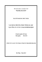 Luận văn thạc sĩ vận dụng phương pháp tính giá abc tại công ty cp in và bao bì bình định