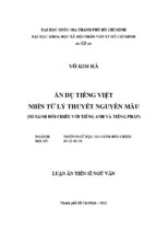 Luận án tiến sĩ ẩn dụ tiếng việt nhìn từ lư thuyết nguyên mẫu