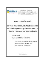 Kế toán doanh thu thu nhập khác chi phí và xác định kết quả kinh doanh tại công ty tnhh may mặc thiên hà phát