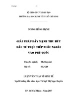 Giải pháp đẩy mạnh thu hút đầu tư trực tiếp nước ngoài vào phú quốc