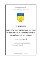 Chiến lược phát triển du lịch của công ty tnhh một thành viên du lịch dịch vụ dầu khí việt nam đến năm 2020