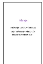 Tiểu luận phép biện chứng của hegel một thành tựu vĩ đại của triết học cổ điển đức