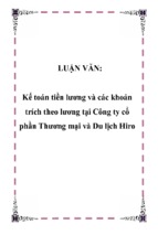 Kế toán tiền lương và các khoản trích theo lương tại công ty cổ phần thương mại và du lịch hiro