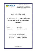 Kế toán nguyên vật liệu công cụ dụng cụ tại công ty tnhh xây dựng thương mại cao minh