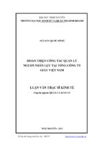 Hoàn thiện công tác quản lý nguồn nhân lực tại tổng công ty giấy việt nam