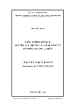 Tăng cường quản lý nguyên vật liệu đầu vào tại công ty cổ phần xi măng la hiên