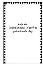 Luận văn du lịch sinh thái  bí quyết để phát triển bền vững