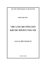 Việc làm cho nông dân khi thu hồi đất ở hà nội