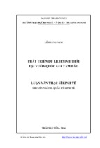 Luận văn thạc sĩ kinh tế phát triển du lịch sinh thái tại vườn quốc gia tam đảo