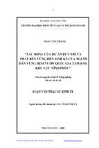 Luận văn thạc sĩ kinh tế tác động của dự án duy trì và phát bền vững đến sinh kế của người dân vùng đệm vườn quốc gia tam đảo khu vực vĩnh phúc