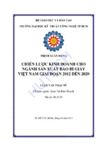 Chiến lược kinh doanh cho ngành sản xuất bao bì giấy việt nam giai đoạn 2012   2020