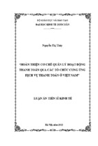 Hoàn thiện cơ chế quản lý hoạt động thanh toán qua các tổ chức cung ứng dịch vụ thanh toán ở việt nam