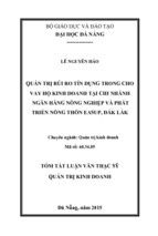 Luận văn thạc sĩ quản trị kinh doanh quản trị rủi ro tín dụng trong cho vay hộ kinh doanh tại chi nhánh ngân hàng nông nghiệp và phát triển nông thôn easup, đắk lắk