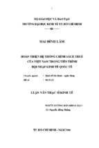 Hoàn thiện hệ thống chính sách thuế của việt nam trong tiến trình hội nhập kinh tế quốc tế