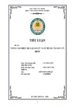 Tiểu luận  nâng cao hiệu quả quản lý và sử dụng tài sản cố đinh (3)
