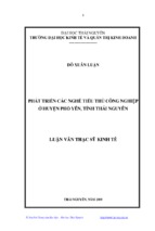 Luận văn thạc sĩ kinh tế phát triển các nghề tiểu thủ công nghiệp ở huyện phổ yên, tỉnh thái nguyên