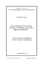 Tăng cường quản lý tài chính tại công ty tnhh một thành viên điện lực hải dương