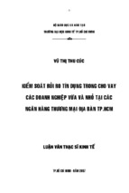 Kiểm soát rủi ro tín dụng trong cho vay các doanh nghiệp vừa và nhỏ tại các ngân hàng thương mại địa bàn thành phố hồ chí minh