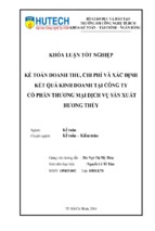 Kế toán doanh thu, chi phí và xác định kết quả kinh doanh tại công ty cổ phần thương mại dịch vụ sản xuất hương thủy