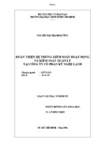 Hoàn thiện hệ thống kiểm soát hoạt động và kiểm soát quản lý tại công ty cổ phần kỹ nghệ lạnh