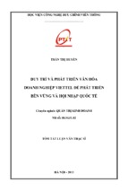 Luận văn thạc sĩ duy trì và phát triển văn hóa doanh nghiệp viettel để phát triển bền vững và hội nhập quốc tế