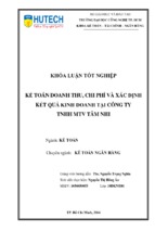 Kế toán doanh thu, chi phí và xác đinh kết quả kinh doanh tại công ty tnhh mtv tâm nhi