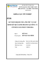 Kế toán doanh thu, chi phí và xác định kết quả kinh doanh tại công ty cổ phần giải pháp tinh hoa