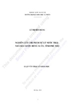 Nghiên cứu chế phẩm xử lý nước thải nhà máy rượu đồng xuân, tỉnh phú thọ