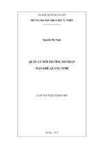 Quản lý môi trường mỏ than mạo khê, quảng ninh