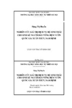 Nghiên cứu giá trị dịch vụ hệ sinh thái cho sinh kế người dân vùng đệm vườn quốc gia xuân thủy, nam định